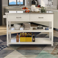 White Stainless Steel Kitchen Cart with Two Drawers I256363