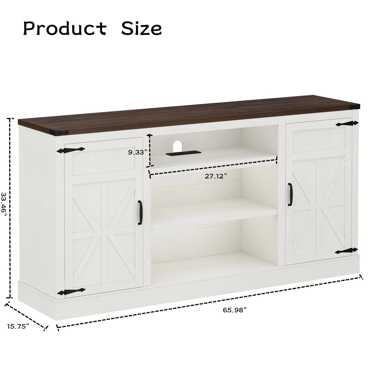 57 Double Barn Door Cabinet with Power Outlet & LED Light K6008