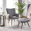 Gray Upholstered Accent Chair and Ottoman Set H602