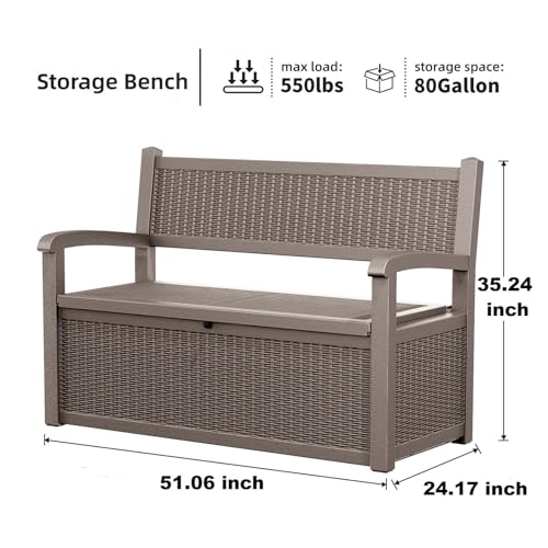 80 Gallon Waterproof Lockable Storage Bench Deck Box with Armrests L59809