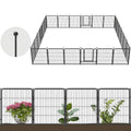 24 Panels 54ft x 32in Black Metal Garden Fence with 2 Gates J227544